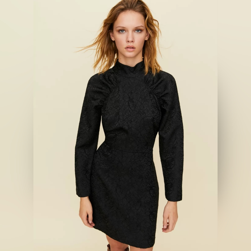 Jlittle Moon jacquard black mini dress